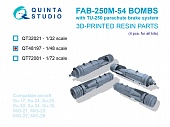 1:48 Авиабомбы ФАБ-250М-54 с ТУ-250 (фугасные, маловысотные), 4 шт. (для всех моделей) - QT48197