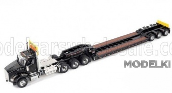 1:50 KENWORTH T880 SBFA Tridem седельный тягач с колесной формулой 8x4 и низкорамным полуприцепом Trail King (2014), черный - 71134