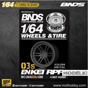 1:64 ABS Wheel & Rim set, gun metal - BC26403S-GM