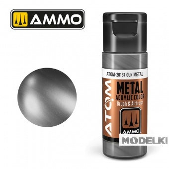 Краска акриловая  ATOM COLOR METALLIC Оружейный металл / Gun Metal, 20мл - ATOM20167