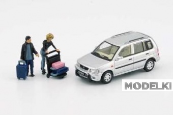 1:64 MAZDA 1994 Demio, silver with some figures - BM64B0311rhd