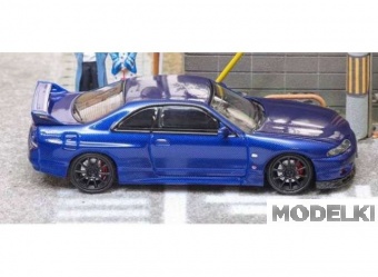 1:64 Nissan GTR-R33 with opening hood, full carbon blue - FH025