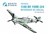 1:48 3D Декаль интерьера кабины Bf 109E-3/4 (HobbyBoss) - QD48532