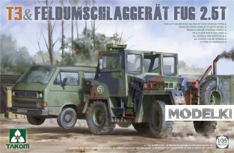 1:35 (Б/У) Сборная модель VOLKSWAGEN T3 & Feldumschlaggerat Fug 2.5t - 2141-X1