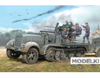 1:35 Сборная модель 20 мм. счетверенная ЗСУ на Sd Kfz. 7/2 (ранняя) - 01523