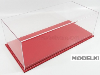 1:12 VETRINA DISPLAY BOX Molhouse Base In Pelle Rossa - Leather Base Red - Lungh.lenght Cm 51 X Largh.width Cm 24 X Alt.height Cm 19 (altezza Interna 15.3 Cm), Plastic Display - ATL10091