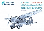 1:48 3D Декаль интерьера кабины Westland Lysander Mk.III (Airfix) (малая версия) - QDS-48583