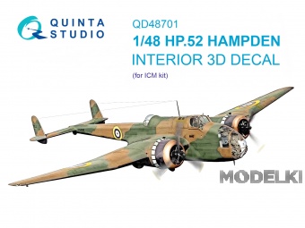 1:48 3D Декаль интерьера кабины HP.52 Hampden (ICM) - QD48701