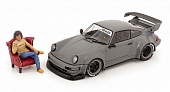 1:18 PORSCHE 911 RWB with figurine Akira Nakai (2024), matt-grey - S1807517
