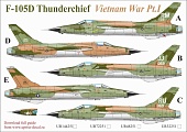 1:32 Декаль для F-105D Thunderchief Vietnam War PT. 1, с тех. надписями - UR32251