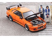 1:64 Nissan GTR-VR32 with opening hood, orange / carbon hood - FH016