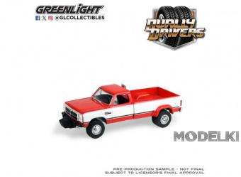1:64 DODGE RAM D350 Dually  with Exhaust + Bumper Weights, *Dually Drivers Series 17*, red/white 1993 - 46170C