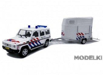 1:43 MERCEDES-BENZ G-Class с прицепом для лошади, полиция Нидерландов, white / red / blue - cara-politie-set01