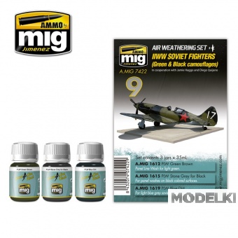 Набор из трех смывок WWII SOVIET AIRPLANES (Green & Black camouflages) (Советские самолёты Второй мировой войны, зеленые и черные камуфляжи.) - AMIG7422
