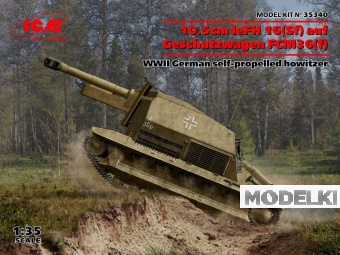 1:35 Сборная модель 10.5cm leFH 16(Sf) auf Geschutzwagen FCM36(f), Немецкая самоходная гаубица 2МВ - 35340