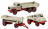 1:87 Набор MAGIRUS самосвал бортовой,  MERCEDES-BENZ Unimog 411 и прицеп-самосвал WiMo-Bau Nr.2 - PMS 246558