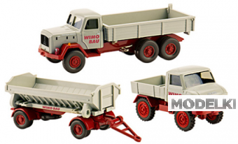 1:87 Набор MAGIRUS самосвал бортовой,  MERCEDES-BENZ Unimog 411 и прицеп-самосвал WiMo-Bau Nr.2 - PMS 246558
