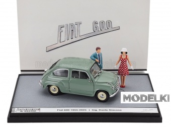 1:43 FIAT Diorama 600 Berlina 1-series With Figures 1955 - 70th Anniversario (2025) - Il Capolavoro Di Dante Giacosa, Verde Chiaro - Green - S25/23