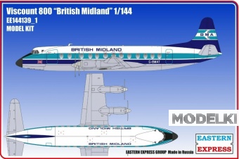 1:144 Сборная модель Самолёт Viscount 800 British Midland - 144139-1