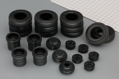 1:43 Резина, диски для КрАЗ 256, штампованные - XR-045