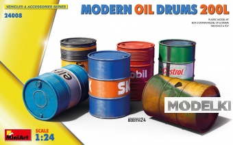 1:24 Сборная модель современные нефтяные бочки 200л /  Modern Oil Drums 200l - 24008