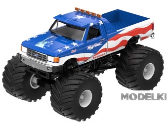 1:64 FORD F-250 Truck USA 250 Tribute with 1/18 Bob Chandler Standing Figure, *Kings of Crunch-Bigfoot #5* (1996), blue / white / red - 30592
