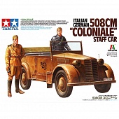 1:35 Сборная модель Штабная машина итальянской и немецкой армии 508CM 'Coloniale' с фигурами водителя и офицера - 37014