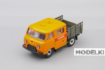 1:43 УАЗ 39094 фермер, бортовой Аварийная служба, оранжевый - 1595301