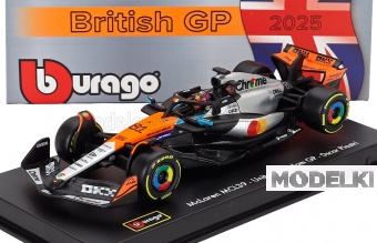 1:43 McLAREN F1 Mcl39 Team Mclaren №81 2nd Silverstone British Gp (2025) Oscar Piastri - With Pilot And Showcase, Orange Chrome Black - 18-38249-SILVERSTONE-81