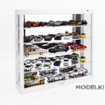 1:43 VETRINA DISPLAY BOX Espositore White Mirror - For Auto 15 X 1/43 - 35 X 1/64 - Cars Not Included - Lungh.lenght Cm 38.5 X Largh.width Cm 9.0 X Alt.height Cm 37.5 (altezza Utile Tra I Ripiani Cm 6.5 Inner Height Among Shelves), White Silver - T9-64885
