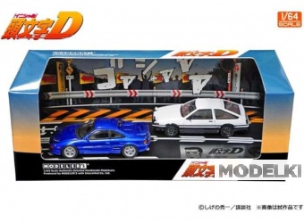 1:64 Initial D Set Vol. 15, Kaikashiwa MR2 (SW20) & Takumi Fujiwara Toreno (AE86), blue / white - MD64215