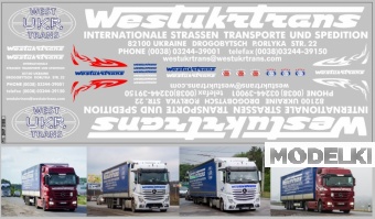 1:43 Набор декалей под НЕФАЗ-93341 транспортная компиния Westukrtrans Белый (110х290) - DKP0196