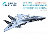 1:48 3D Декаль интерьера кабины F-14D Super Tomcat (GWH) (малая версия) - QDS-48593