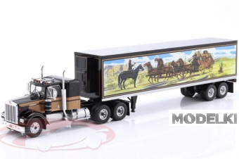 1:43 KENWORTH W925 тягач с прицепом, черный / золотисто-коричневый с декором - W83431001