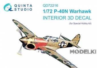 1:72 3D Декаль интерьера кабины P-40N Warhawk (Special Hobby) - QD72216