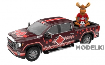1:64 GMC Sierra 3500 HD International Soccer Celebration 2026 Canada Tribute with Moose Figurine (2022) - 30590
