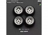 1:64 01 Alloy Wheel & Rim set, silver/chrome - BC64078
