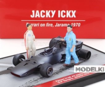 1:43 FERRARI F1  Diorama 312b №2 Spain Gp With Figures (1970) - Jacky Ickx On Fire, Grey - S24/29