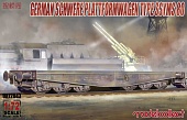 1:72 Сборная модель Немецкая тяжелая ж/д платформа с зенитной установкой ssyms 80 - UA72043