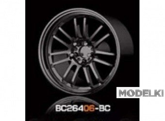 1:64 ABS Wheel & Rim set, black chrome - BC26406-BC