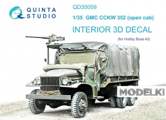 1:35 Декаль интерьера GMC CCKW 352 Open Cab 3D-Printed & coloured Interior on decal paper (HobbyBoss) - QD35059