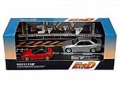 1:64 Initial D Set Vol. 14 Sakamoto Cappuccino EA11R & Nobuhiko Akiyama Altezza SXE10, red / silver - MD64214