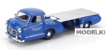 1:43 MERCEDES-BENZ Truck Racing Car Transporter Rennabteilung (1955), Blue Silver - MY8ALA0001