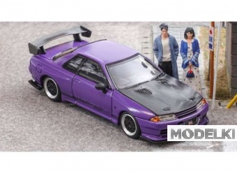1:64 Nissan GTR-VR32 with opening hood, purple / carbon hood - FH015