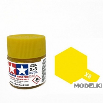 X-8 Lemon Yellow (краска акриловая, глянцевый лимонно-желтый), 10 мл. - 81508