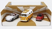 1:43 PORSCHE Set 3x Jet-car 911 Targa Spider (1969) - Fiat 500 (1965) - VOLKSWAGEN T2b Camper Van (1962) - 841104