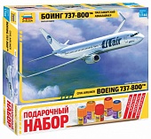 1:144 Сборная модель Пассажирский авиалайнер 'Боинг 737-800' (подарочный набор) - 7019ПН
