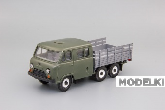 1:43 УАЗ 39094 Фермер 3-х мостовый (пластик), хаки / серый - 15972-01