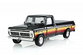 1:64 FORD F-100 with Bed Cover *Blue Collar Collection Series 15*, black with free wheeling stripes 1977 - 35320E