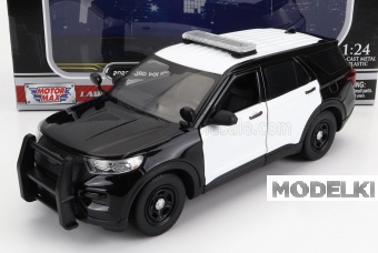 1:24 FORD Utility Police Interceptor With Light Bar And Push Bumper (2022), black white - 76988BKW